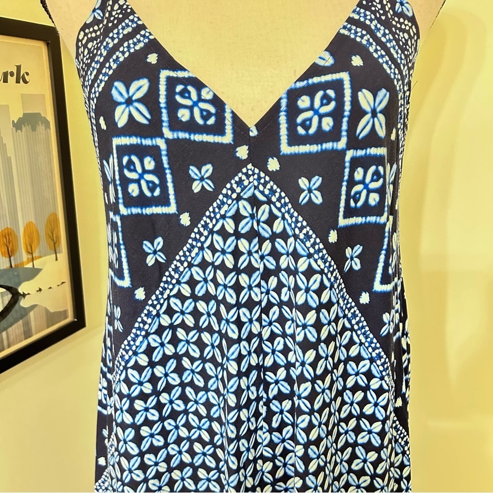 Tommy Bahama Blue & White Print Spaghetti Strap Sundress | Rayon Maxi SZ S/M - Picture 4 of 5